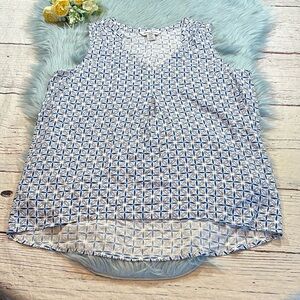 Tommy Bahama Blue White Geometric Print Sleeveless Top sz S